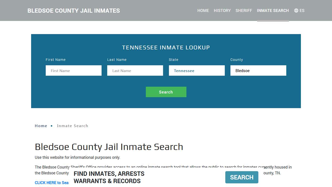 Bledsoe County, TN Detainee Lookup